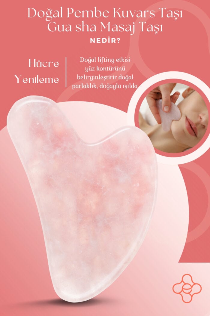 Gua Sha Taşı Pembe Kuvars Yüz Masaj Aleti Doğal Taş Sertifikalı - Görsel 5