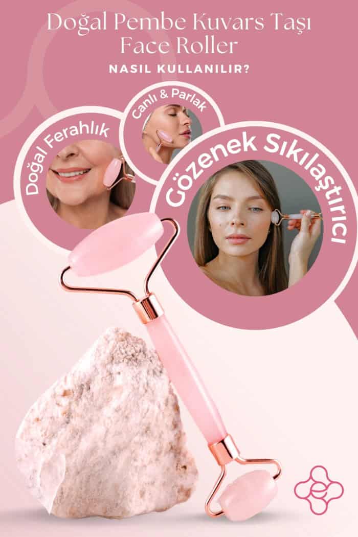 Pembe Kuvars Face Roller Yüz Masaj Taşı - Görsel 2