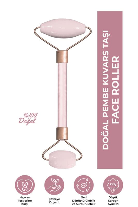 Pembe Kuvars Face Roller Yüz Masaj Taşı