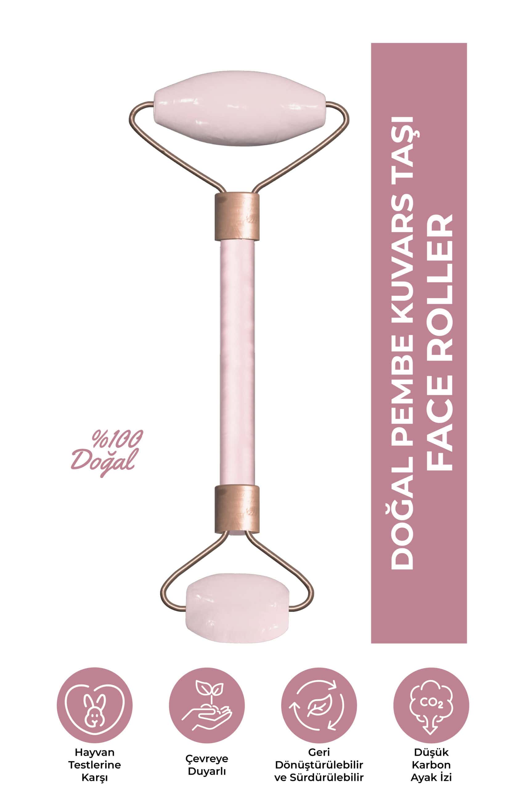 Pembe Kuvars Face Roller Yüz Masaj Taşı Pembe Kuvars Face Roller Yüz Masaj Taşı